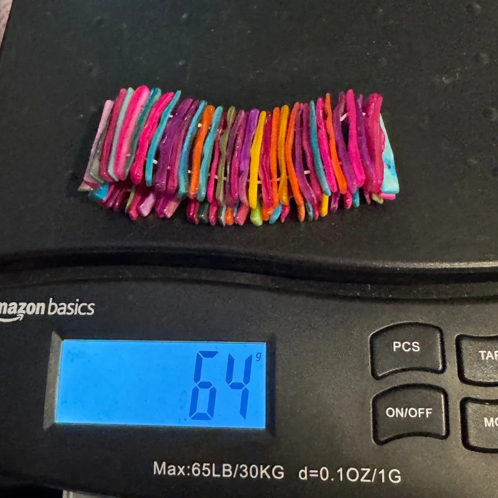 Vintage Multi Color Shell Shard‎ Chunky Stretch Bracelet Rainbow Boho Statement